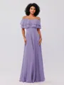 A-Line/Princess Chiffon Ruffles Off-the-Shoulder Sleeveless Floor-Length Bridesmaid Dresses