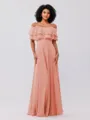 A-Line/Princess Chiffon Ruffles Off-the-Shoulder Sleeveless Floor-Length Bridesmaid Dresses