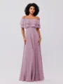 A-Line/Princess Chiffon Ruffles Off-the-Shoulder Sleeveless Floor-Length Bridesmaid Dresses