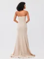 Trumpet/Mermaid Stretch Crepe Ruffles Strapless Sleeveless Sweep/Brush Train Bridesmaid Dresses