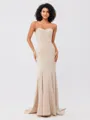 Trumpet/Mermaid Stretch Crepe Ruffles Strapless Sleeveless Sweep/Brush Train Bridesmaid Dresses