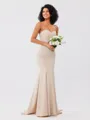 Trumpet/Mermaid Stretch Crepe Ruffles Strapless Sleeveless Sweep/Brush Train Bridesmaid Dresses