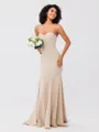 Trumpet/Mermaid Stretch Crepe Ruffles Strapless Sleeveless Sweep/Brush Train Bridesmaid Dresses