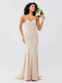 Trumpet/Mermaid Stretch Crepe Ruffles Strapless Sleeveless Sweep/Brush Train Bridesmaid Dresses