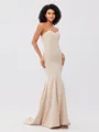 Trumpet/Mermaid Stretch Crepe Ruffles Strapless Sleeveless Sweep/Brush Train Bridesmaid Dresses