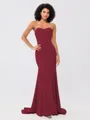 Trumpet/Mermaid Stretch Crepe Ruffles Strapless Sleeveless Sweep/Brush Train Bridesmaid Dresses