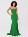 Trumpet/Mermaid Stretch Crepe Ruffles Strapless Sleeveless Sweep/Brush Train Bridesmaid Dresses