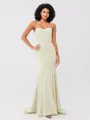 Trumpet/Mermaid Stretch Crepe Ruffles Strapless Sleeveless Sweep/Brush Train Bridesmaid Dresses