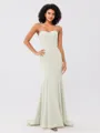 Trumpet/Mermaid Stretch Crepe Ruffles Strapless Sleeveless Sweep/Brush Train Bridesmaid Dresses