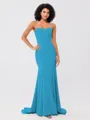 Trumpet/Mermaid Stretch Crepe Ruffles Strapless Sleeveless Sweep/Brush Train Bridesmaid Dresses