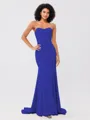 Trumpet/Mermaid Stretch Crepe Ruffles Strapless Sleeveless Sweep/Brush Train Bridesmaid Dresses