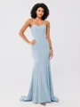 Trumpet/Mermaid Stretch Crepe Ruffles Strapless Sleeveless Sweep/Brush Train Bridesmaid Dresses