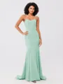 Trumpet/Mermaid Stretch Crepe Ruffles Strapless Sleeveless Sweep/Brush Train Bridesmaid Dresses