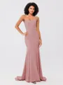 Trumpet/Mermaid Stretch Crepe Ruffles Strapless Sleeveless Sweep/Brush Train Bridesmaid Dresses