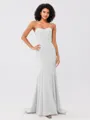 Trumpet/Mermaid Stretch Crepe Ruffles Strapless Sleeveless Sweep/Brush Train Bridesmaid Dresses