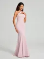 Sheath/Column One-Shoulder Floor-Length Sleeveless Stretch Crepe Bridesmaid Dress
