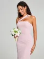 Sheath/Column One-Shoulder Floor-Length Sleeveless Stretch Crepe Bridesmaid Dress