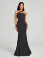 Sheath/Column One-Shoulder Floor-Length Sleeveless Stretch Crepe Bridesmaid Dress