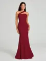 Sheath/Column One-Shoulder Floor-Length Sleeveless Stretch Crepe Bridesmaid Dress