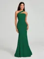 Sheath/Column One-Shoulder Floor-Length Sleeveless Stretch Crepe Bridesmaid Dress