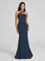 Sheath/Column One-Shoulder Floor-Length Sleeveless Stretch Crepe Bridesmaid Dress