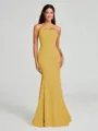Sheath/Column One-Shoulder Floor-Length Sleeveless Stretch Crepe Bridesmaid Dress