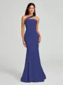Sheath/Column One-Shoulder Floor-Length Sleeveless Stretch Crepe Bridesmaid Dress