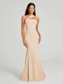 Sheath/Column One-Shoulder Floor-Length Sleeveless Stretch Crepe Bridesmaid Dress