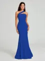 Sheath/Column One-Shoulder Floor-Length Sleeveless Stretch Crepe Bridesmaid Dress
