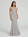 Sheath/Column One-Shoulder Floor-Length Sleeveless Stretch Crepe Bridesmaid Dress
