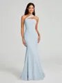 Sheath/Column One-Shoulder Floor-Length Sleeveless Stretch Crepe Bridesmaid Dress