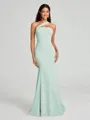 Sheath/Column One-Shoulder Floor-Length Sleeveless Stretch Crepe Bridesmaid Dress