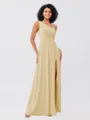 A-Line/Princess Jersey Ruffles One-Shoulder Sleeveless Floor-Length Bridesmaid Dresses