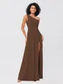 A-Line/Princess Jersey Ruffles One-Shoulder Sleeveless Floor-Length Bridesmaid Dresses