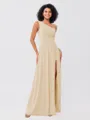 A-Line/Princess Jersey Ruffles One-Shoulder Sleeveless Floor-Length Bridesmaid Dresses