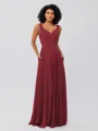 A-Line/Princess Chiffon Ruffles V-neck Sleeveless Floor-Length Bridesmaid Dresses