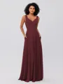 A-Line/Princess Chiffon Ruffles V-neck Sleeveless Floor-Length Bridesmaid Dresses