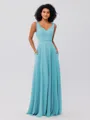 A-Line/Princess Chiffon Ruffles V-neck Sleeveless Floor-Length Bridesmaid Dresses