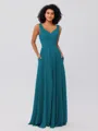 A-Line/Princess Chiffon Ruffles V-neck Sleeveless Floor-Length Bridesmaid Dresses