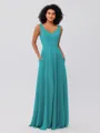 A-Line/Princess Chiffon Ruffles V-neck Sleeveless Floor-Length Bridesmaid Dresses