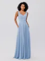 A-Line/Princess Chiffon Ruffles V-neck Sleeveless Floor-Length Bridesmaid Dresses