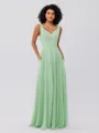 A-Line/Princess Chiffon Ruffles V-neck Sleeveless Floor-Length Bridesmaid Dresses