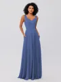 A-Line/Princess Chiffon Ruffles V-neck Sleeveless Floor-Length Bridesmaid Dresses