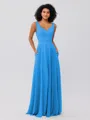 A-Line/Princess Chiffon Ruffles V-neck Sleeveless Floor-Length Bridesmaid Dresses