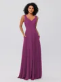A-Line/Princess Chiffon Ruffles V-neck Sleeveless Floor-Length Bridesmaid Dresses