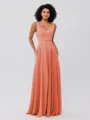 A-Line/Princess Chiffon Ruffles V-neck Sleeveless Floor-Length Bridesmaid Dresses
