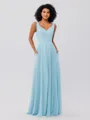 A-Line/Princess Chiffon Ruffles V-neck Sleeveless Floor-Length Bridesmaid Dresses