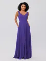 A-Line/Princess Chiffon Ruffles V-neck Sleeveless Floor-Length Bridesmaid Dresses
