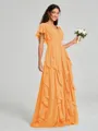A-line/Princess V-neck Floor-Length Short Sleeves Chiffon Bridesmaid Dress
