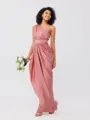 A-Line/Princess Charmeuse Ruffles One-Shoulder Sleeveless Ankle-Length Bridesmaid Dresses